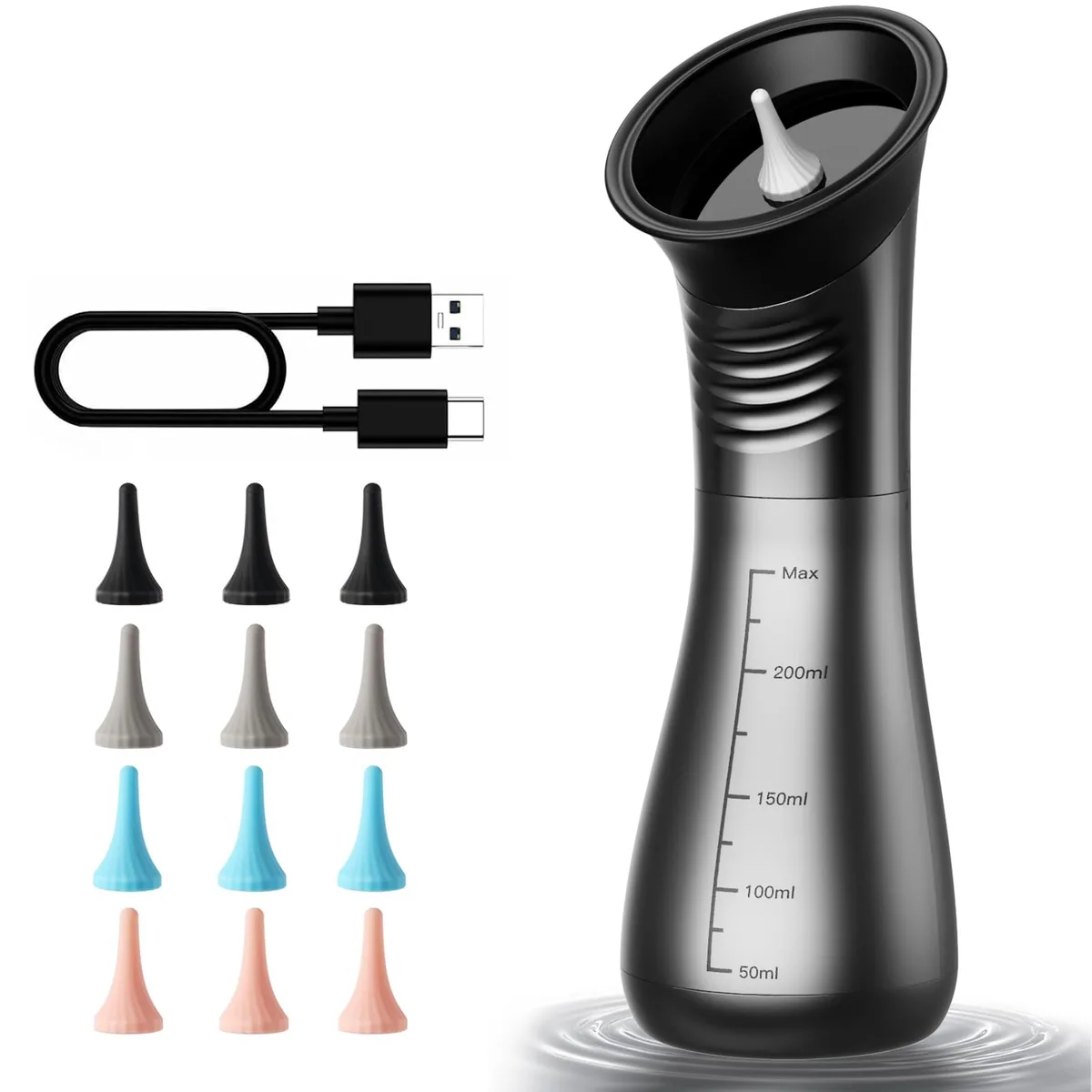  Electric Ear Cleaner 12 Nozzles 3000mAh Black — product photo