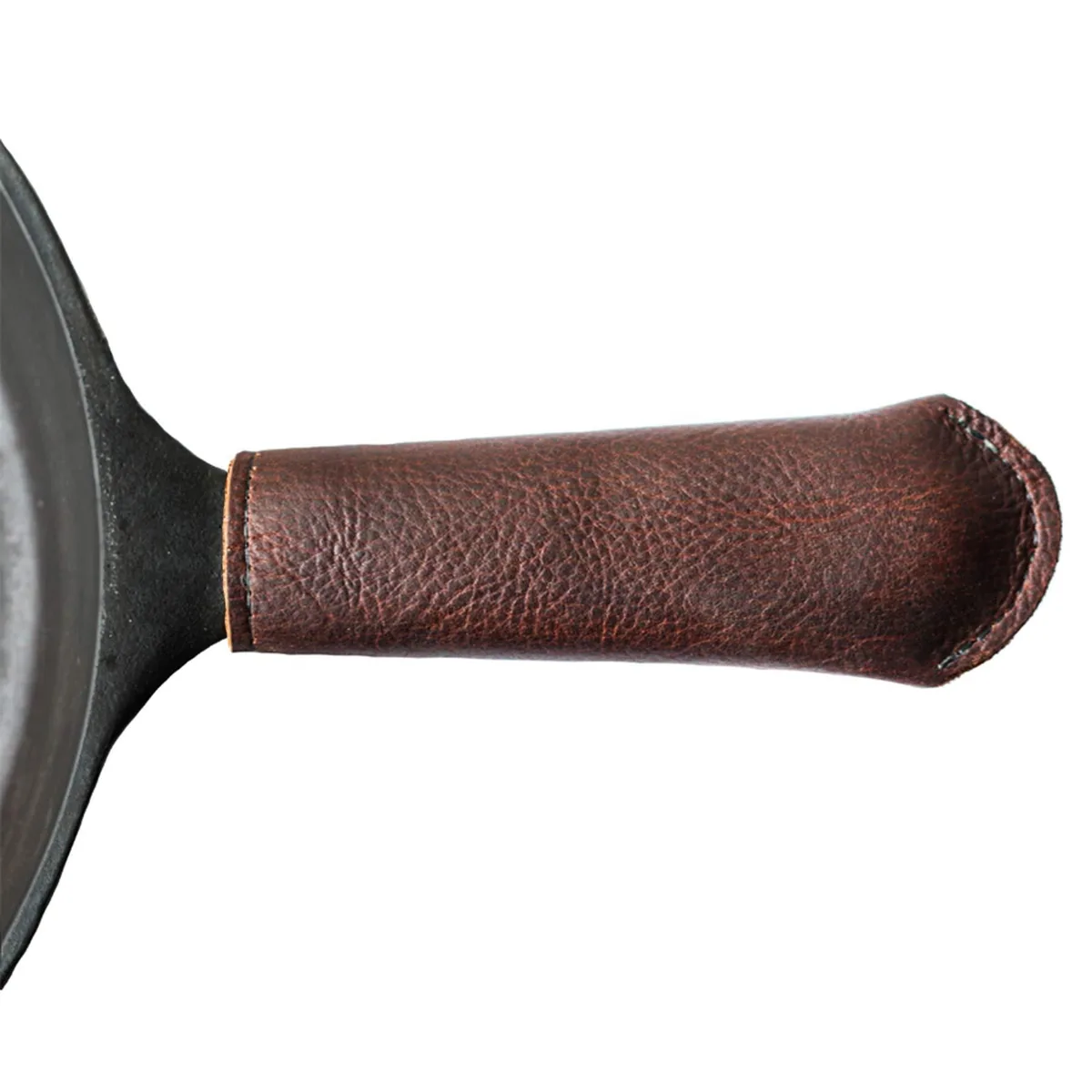 Long leather cast iron skillet handle cover 5.75 inches