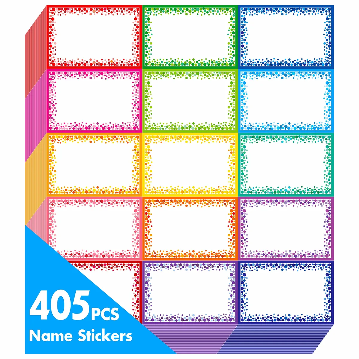  Hebayy Heba302 Name Tag Stickers 405pcs 27 Sheets 3" x 2 — product photo