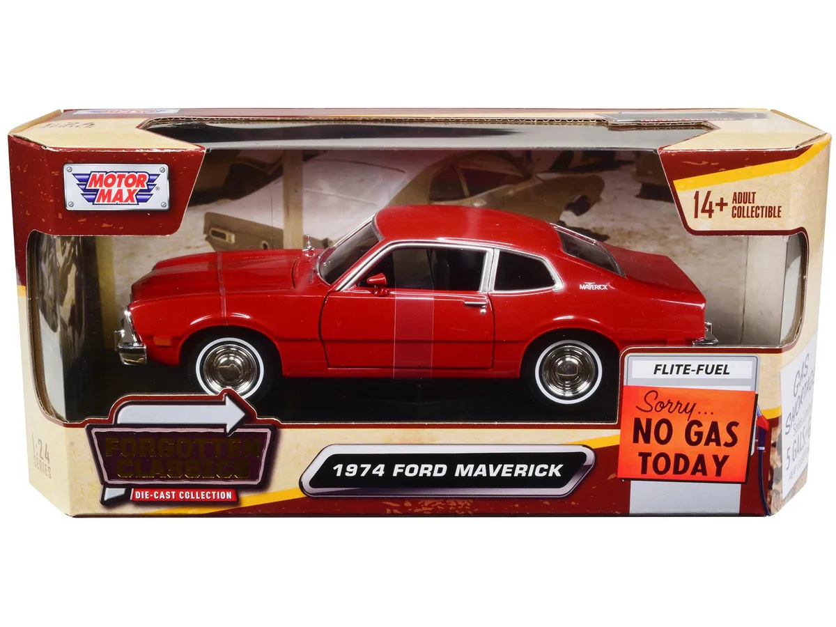MOTORMAX MOTORMAX 1974 Ford Maverick Red Forgotten Classics 1/24 Diecast Hobby Collectible — product photo