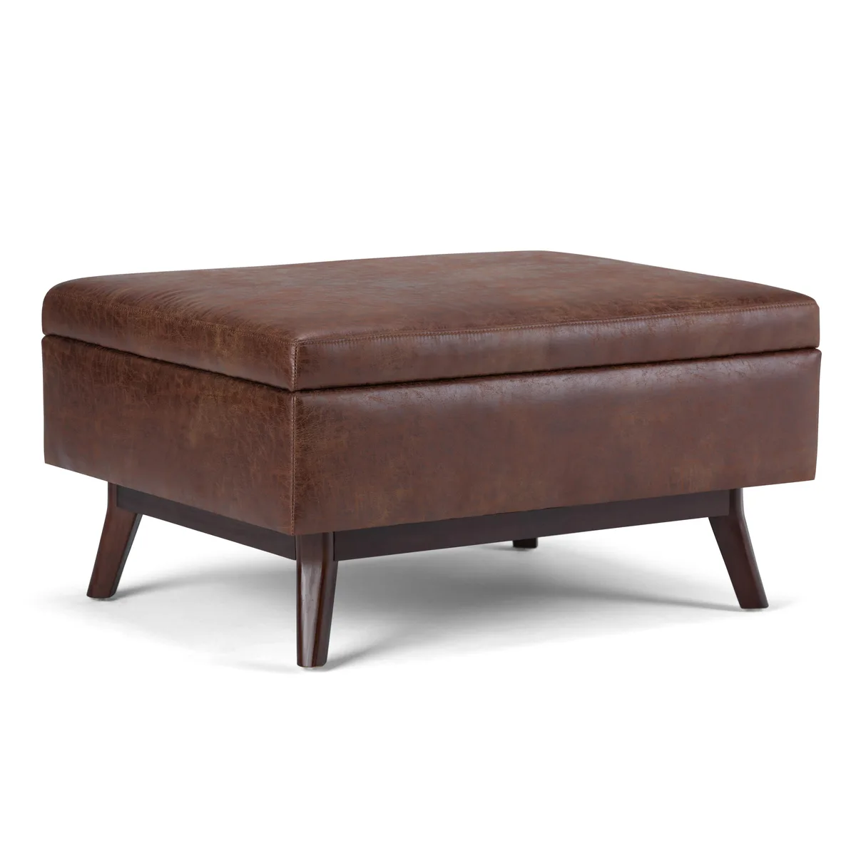 tuphen tuphen Owen Coffee Table Storage Ottoman Distressed Saddle Brown 34.1" W 26" D 18.5" H — product photo