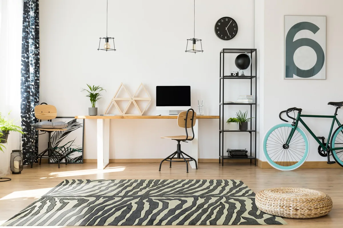 EORC EORC Hand-Tufted Wool Gray Stripe Area Rug 4' x 6 — product photo