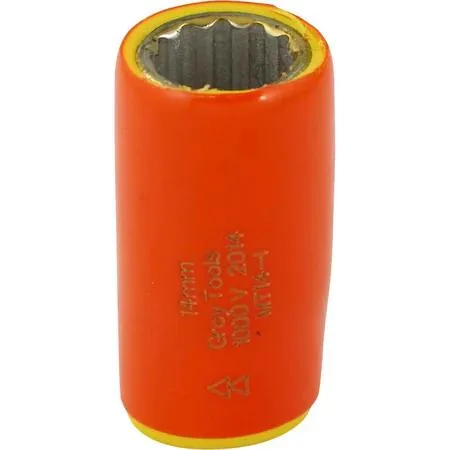 14mm 3/8" drive insulated socket, orange and yellow layers