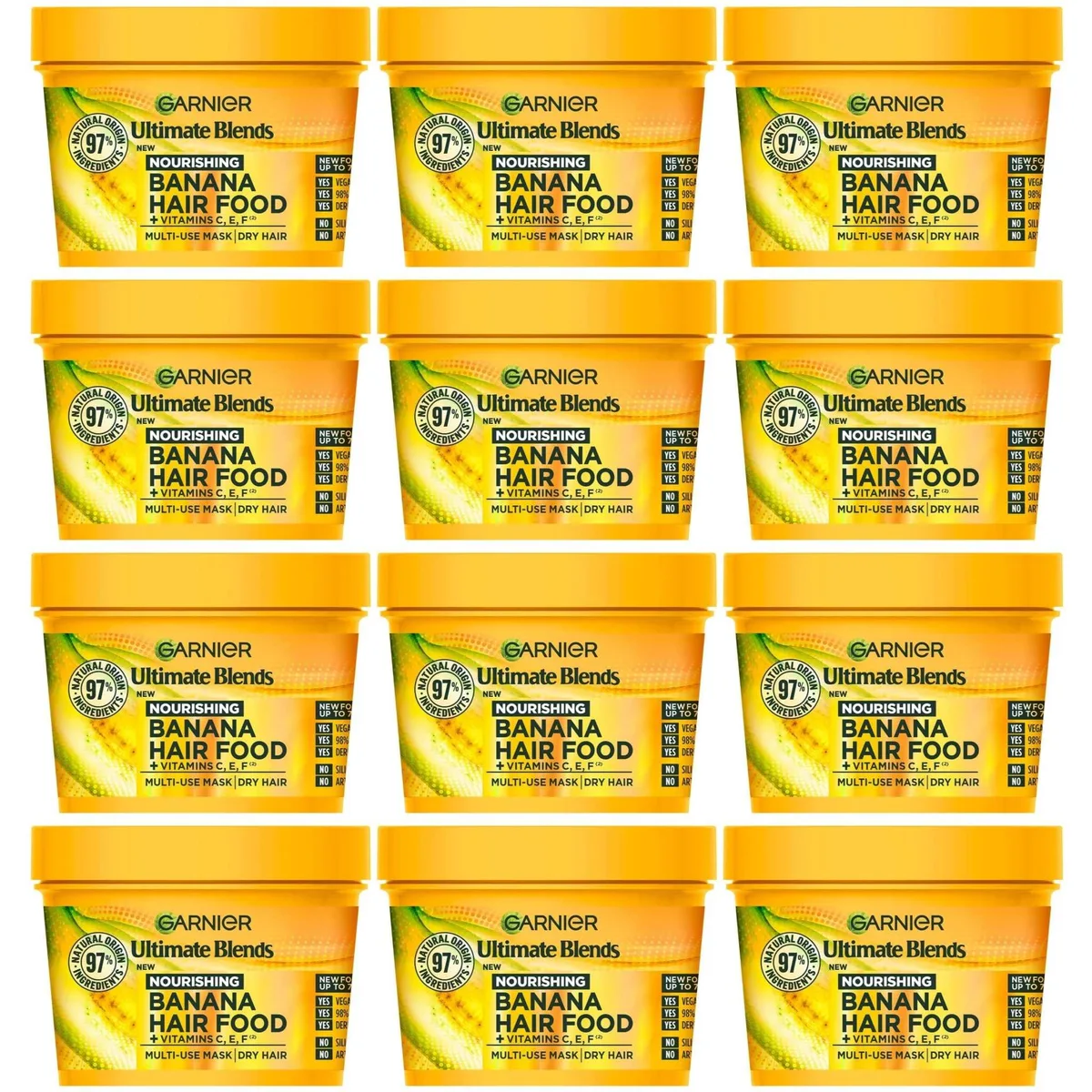 Garnier Garnier Ultimate Blends Hair Food Banana 3-In-1 Dry Hair Mask Treatment 12 Pack 13.7 Fl Oz — product photo