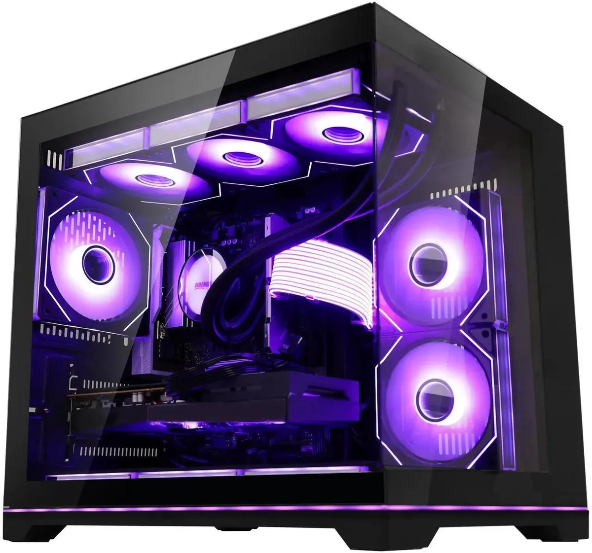 Hoengager Hoengager Gaming PC Ryzen 7 9700X RX 9060 XT 16GB 1TB 360 Liquid Cooler — product photo