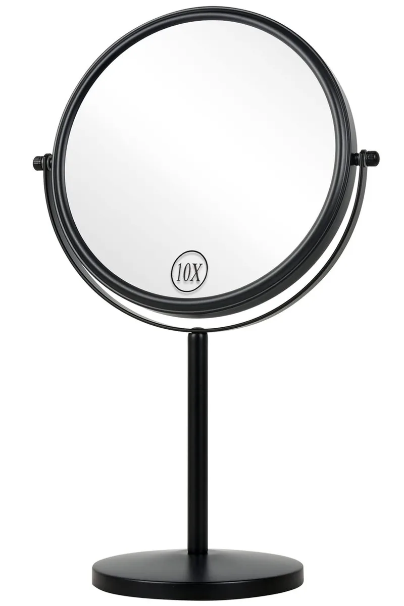  ALHAKIN 8 Inch Tabletop Bath Mirror Double Sided 10x Magnification Swivel Black — product photo