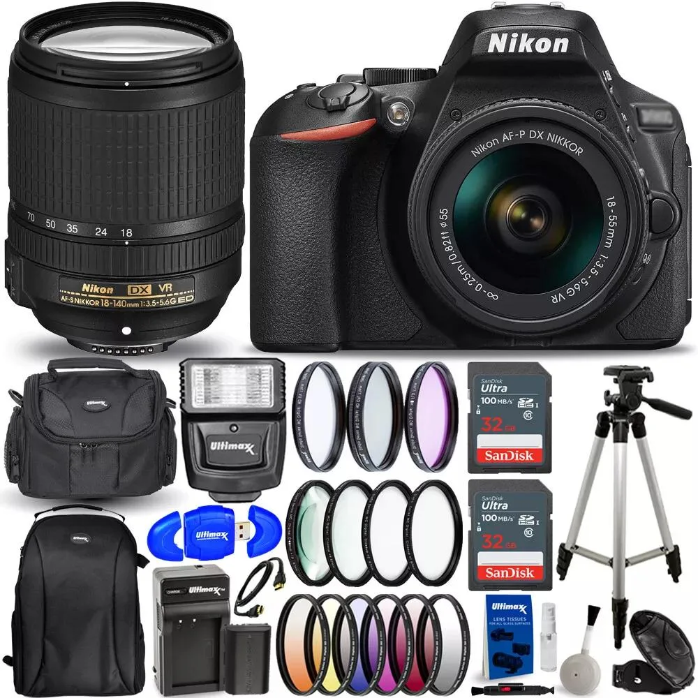 Nikon Global Nikon Global D5600 DSLR Camera with 18-55mm and 18-140mm VR Lenses plus 18PC Accessory Bundle — product photo
