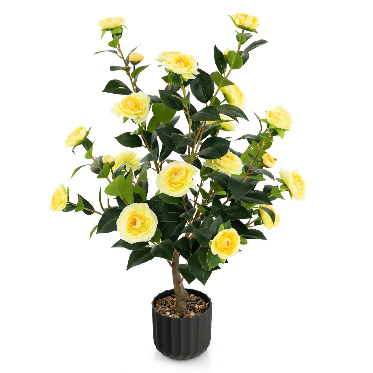 SlickBlue SlickBlue 38 Inch Artificial Camellia Tree Yellow 24 Flowers 186 Leaves — product photo