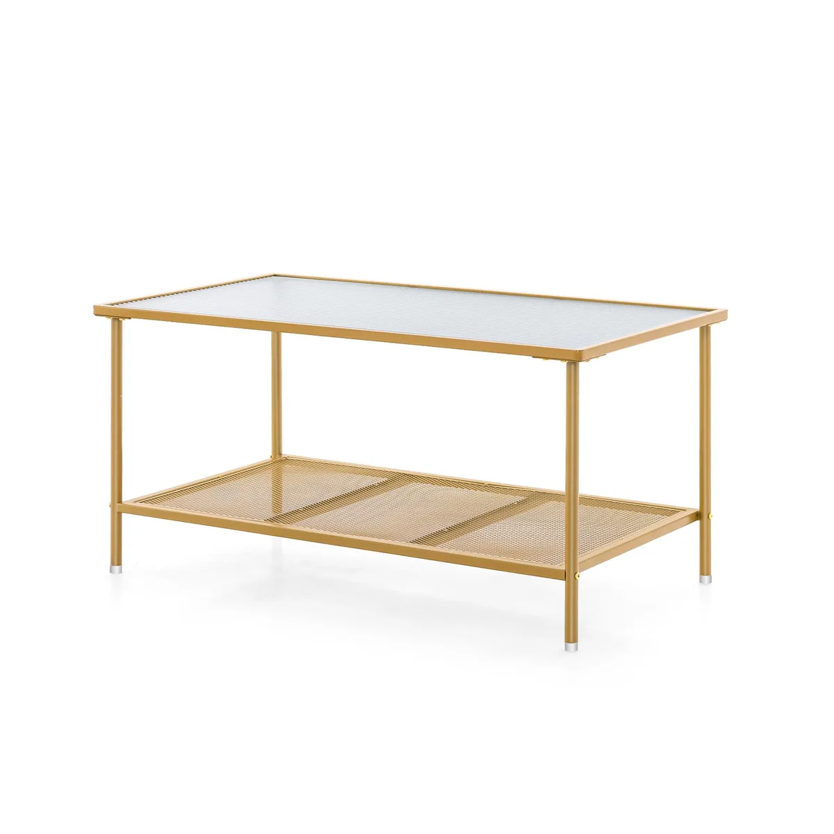 SlickBlue SlickBlue 2-Tier Coffee Table Gold Tempered Glass 35.5" x 20" x 18.5 — product photo