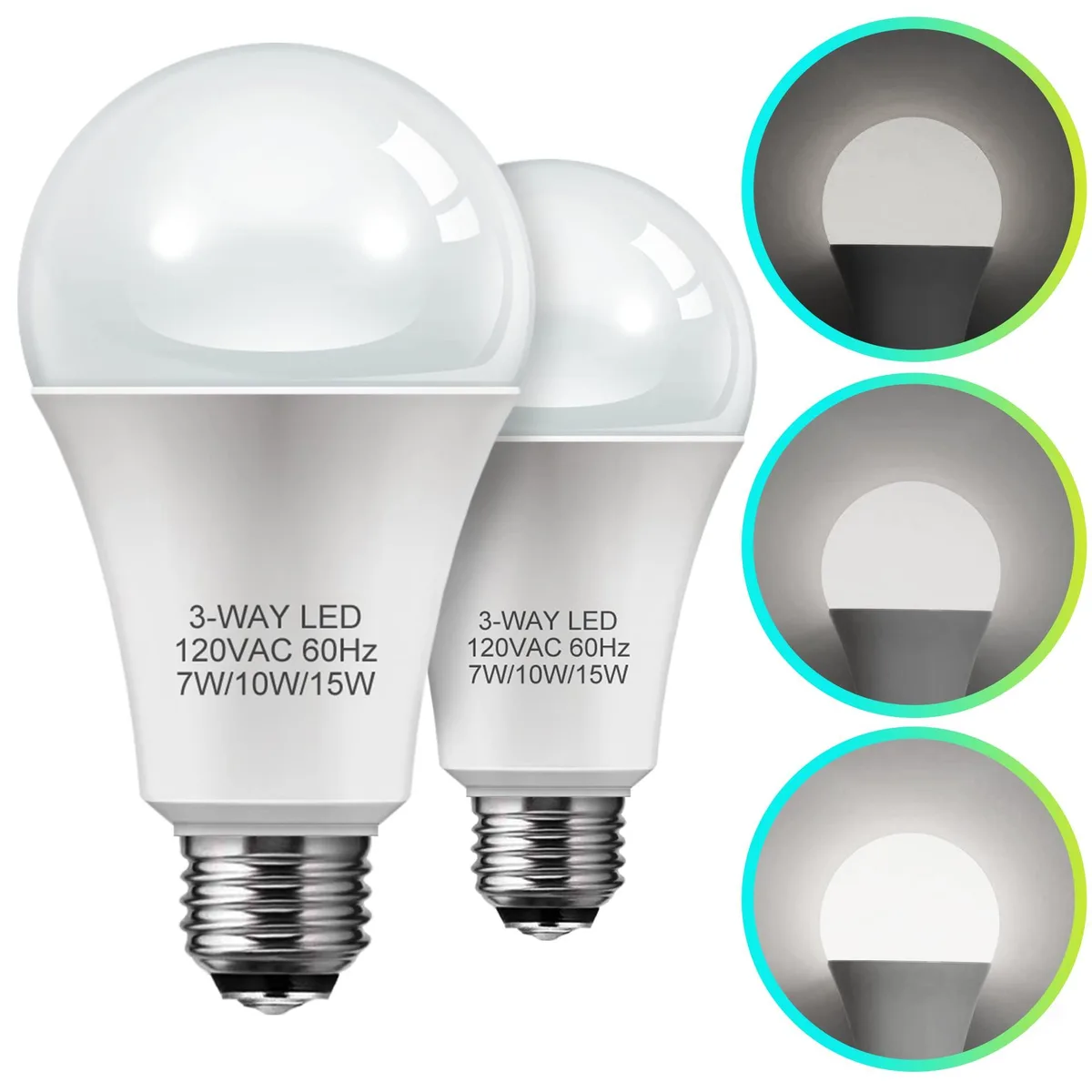 Two A19 LED bulbs with E26 bases, daylight white finish