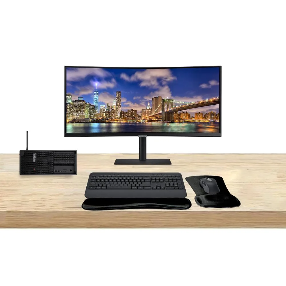 Lenovo Lenovo ThinkStation P3 Tower i7-14700 32GB 1TB SSD Windows 11 Pro 34" UWQHD Curved Monitor MK650 Combo — product photo