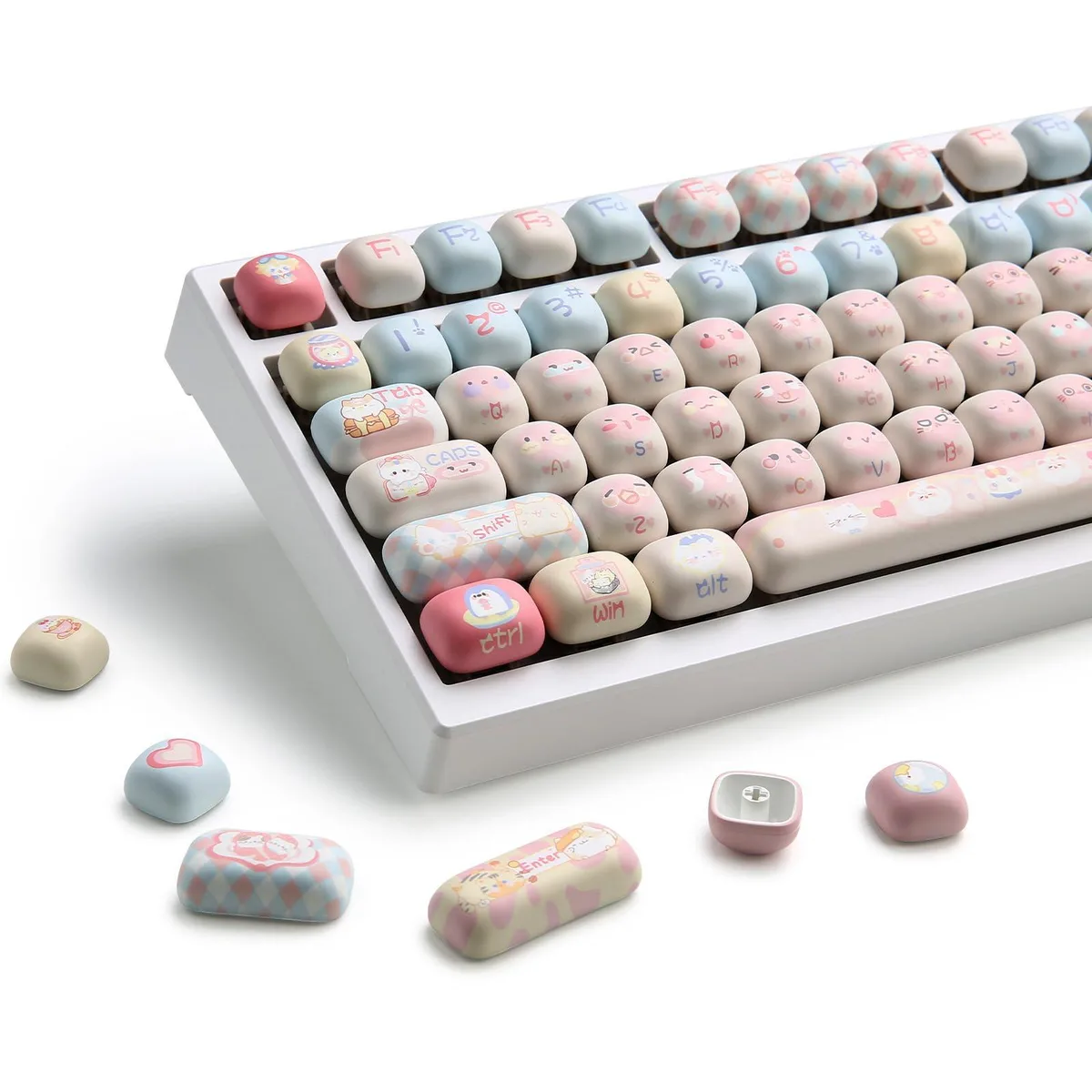 YUNZII MOG Profile Dye-Sub PBT Keycaps Set (Pink Kitten) 141 Keys — product photo