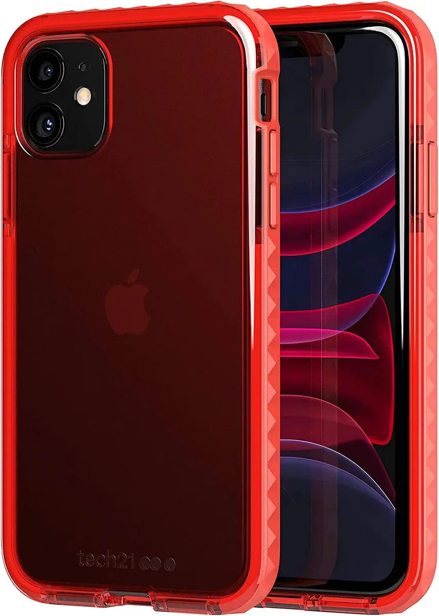 Tech21 Evo Check case for iPhone 11 Pro in Atomic Orange, textured geometric pattern, slim profile