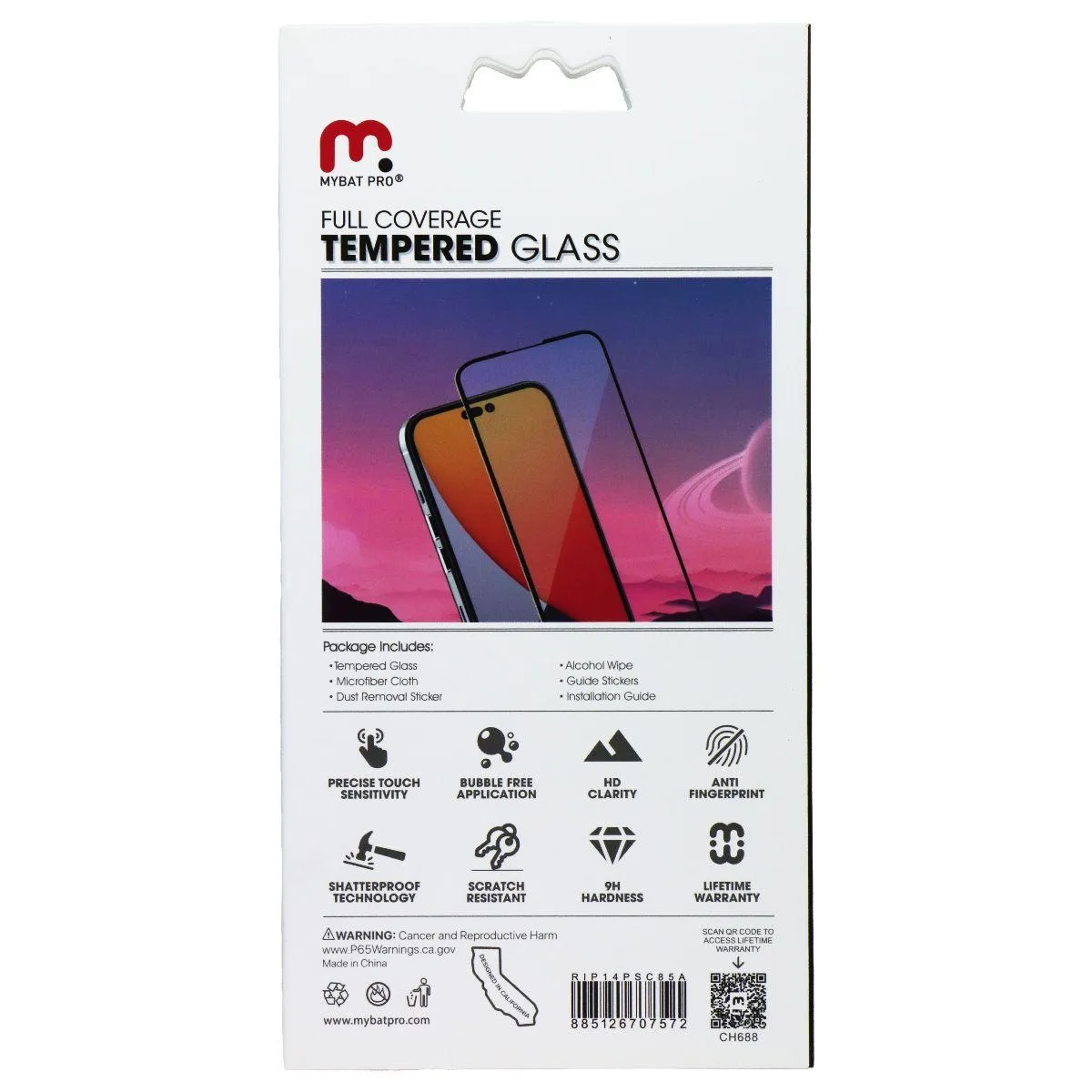 MYBAT PRO MYBAT PRO Tempered Glass Screen Protector iPhone 14 Pro Black Border — product photo