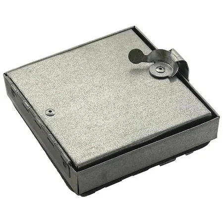 Square 14-inch duct access door with transparent fiberglass insulation and cam latch