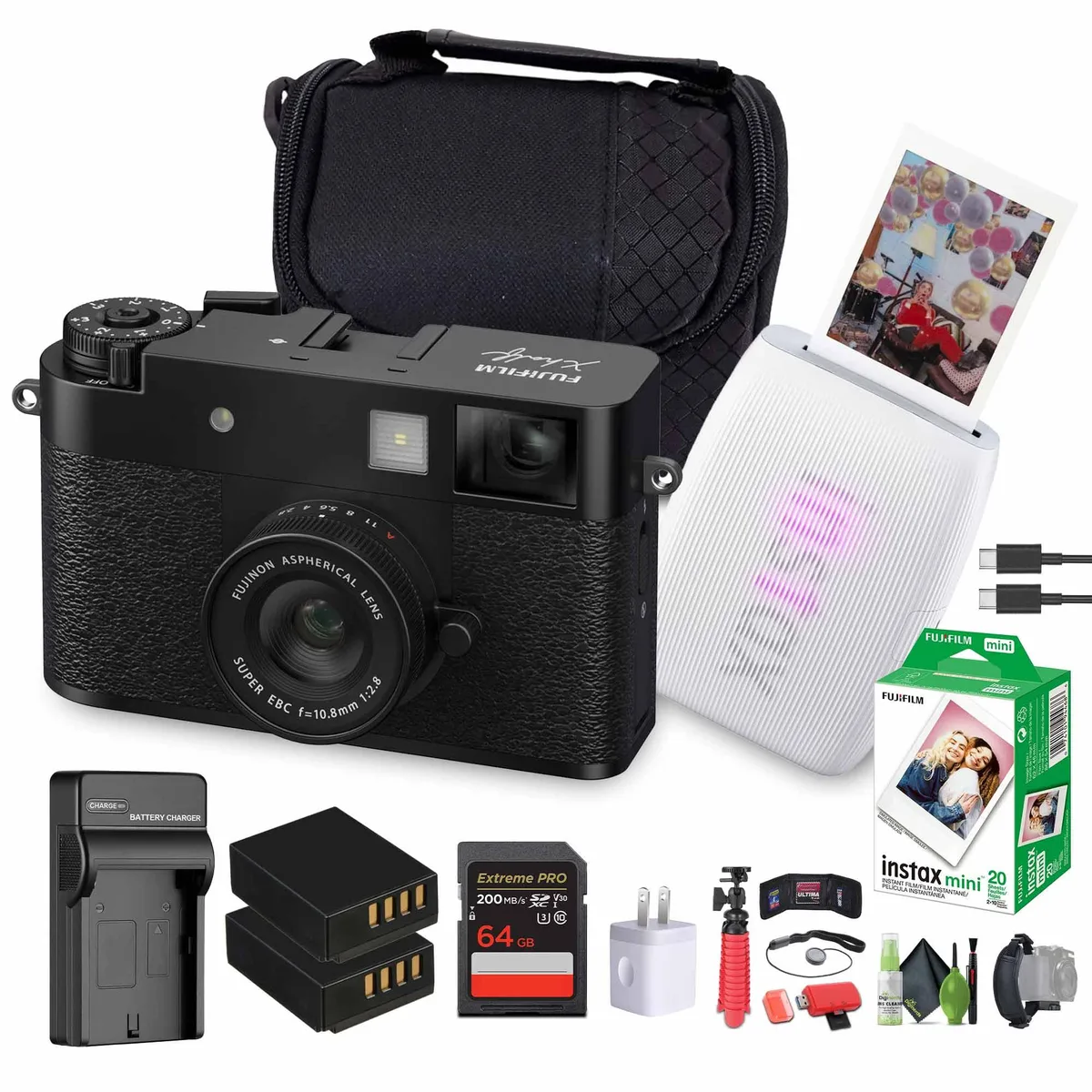 FUJIFILM FUJIFILM X half Digital Camera Kit Black with INSTAX MINI LINK 3 Printer Clay White — product photo