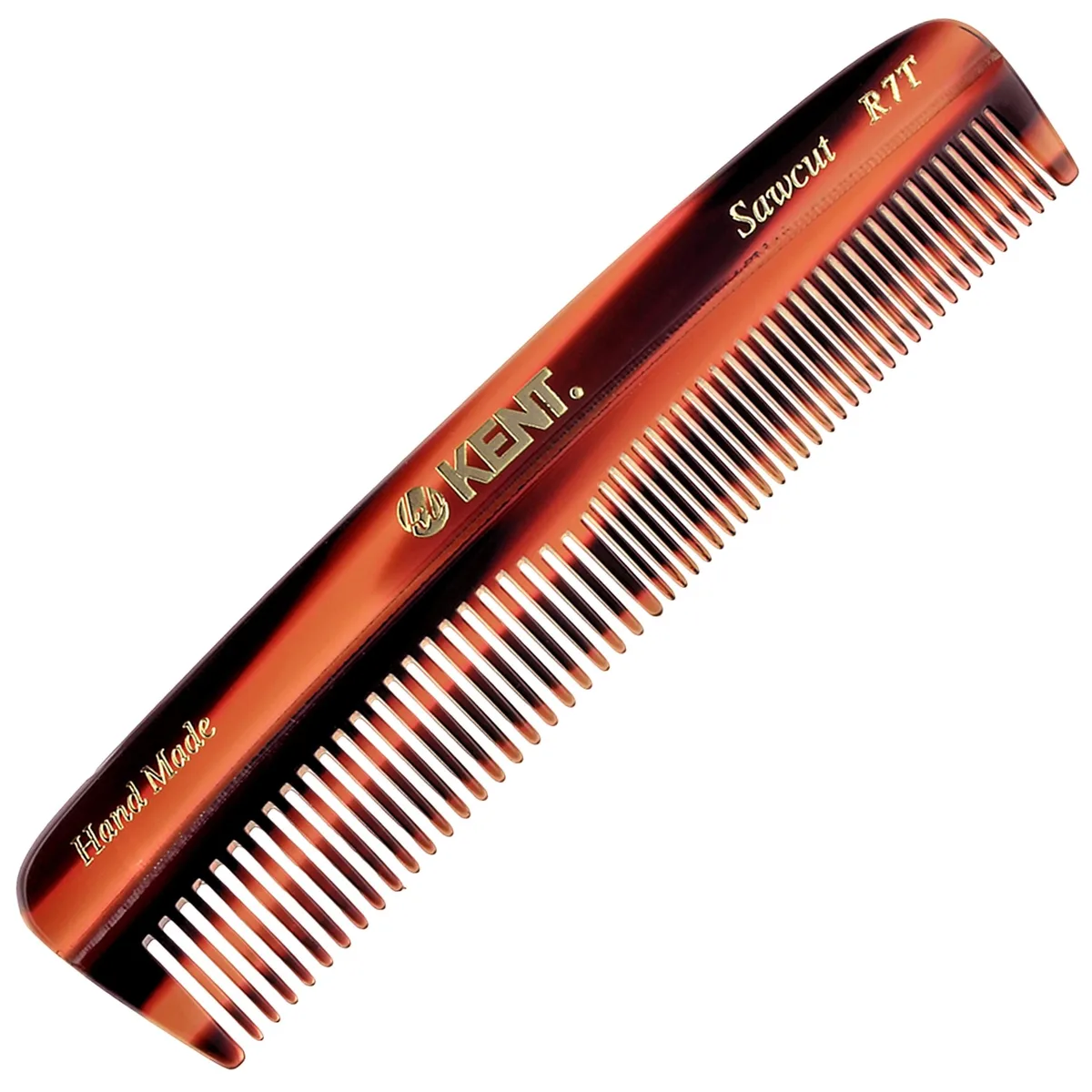 Small handmade pocket comb, smooth cellulose acetate, fine and wide teeth, 5.1 in