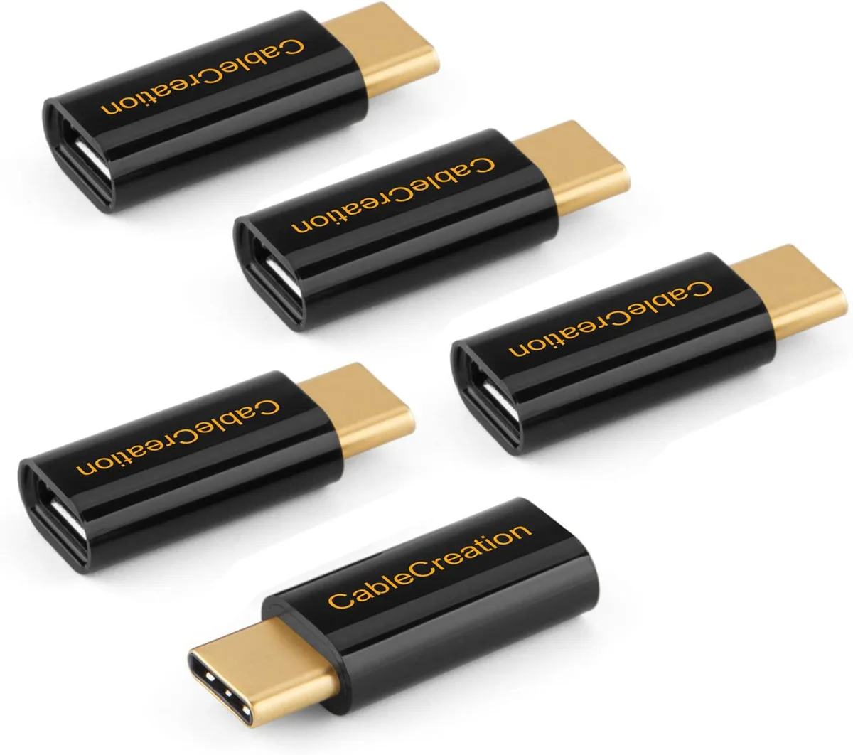 CableCreation CableCreation USB-C to Micro USB Adapter 5-Pack 56K Resistor Black — product photo