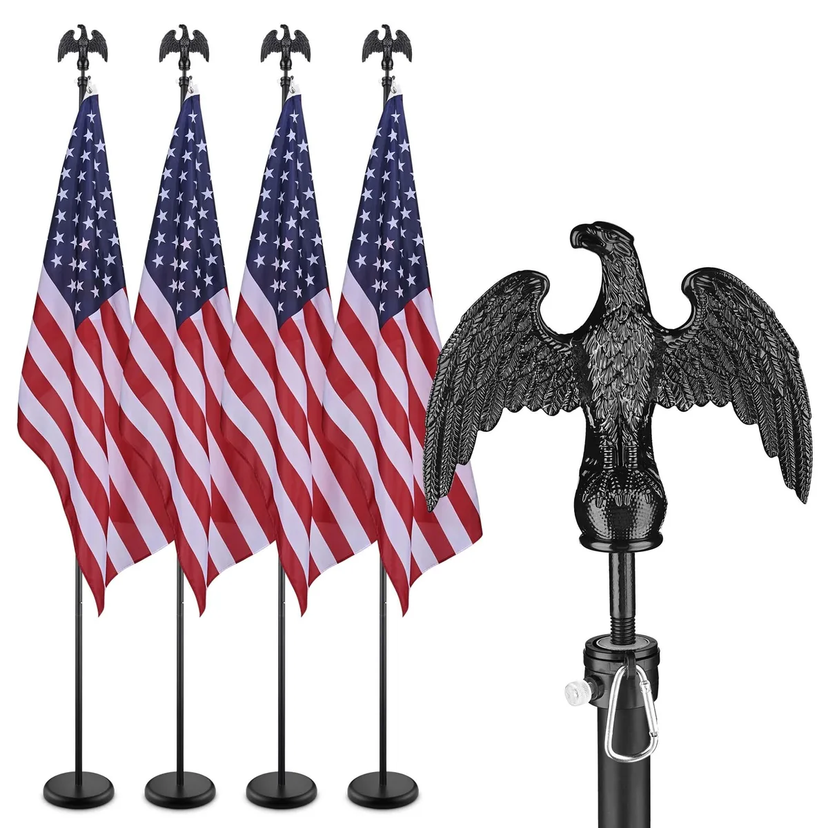 Yescom USA, Inc. Yescom USA, Inc. 22FLP014-8FTB-E-2X2 4 Pack 8Ft Sectional Indoor Flag Pole Kit — product photo