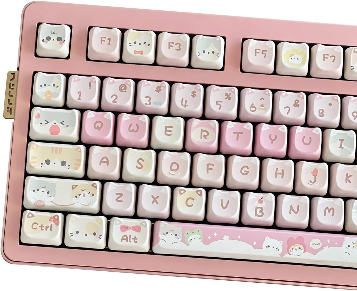BFKK BFKK Mao Height Cat Theme PBT Keycap Set 142 Keys Pink — product photo