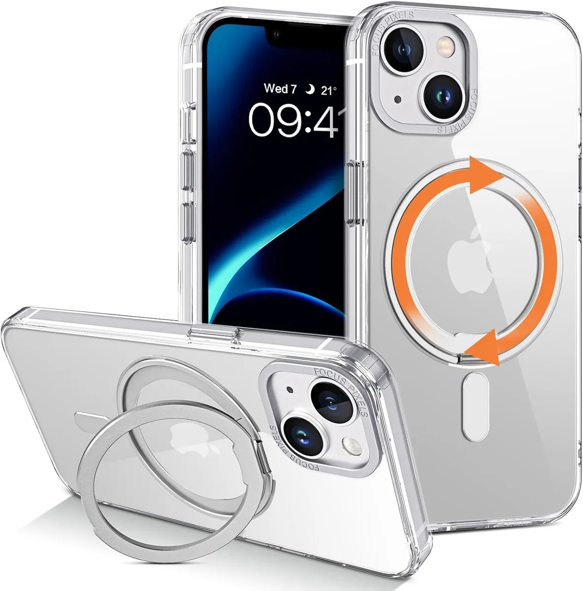 KINGARD KINGARD MagSafe Case iPhone 14/13 360° Ring 6.1" Clear — product photo