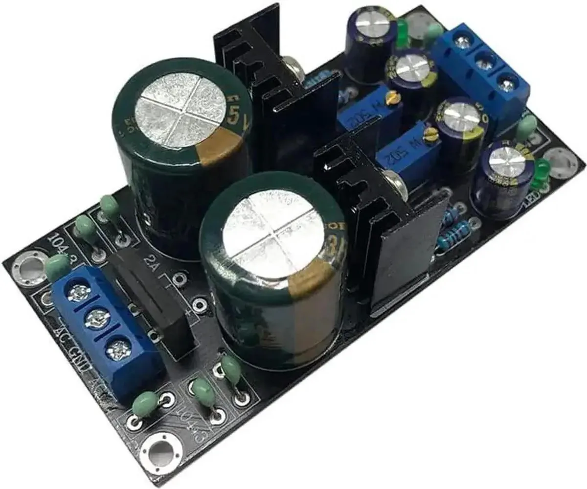 Ten small green circuit boards with adjustable voltage regulators