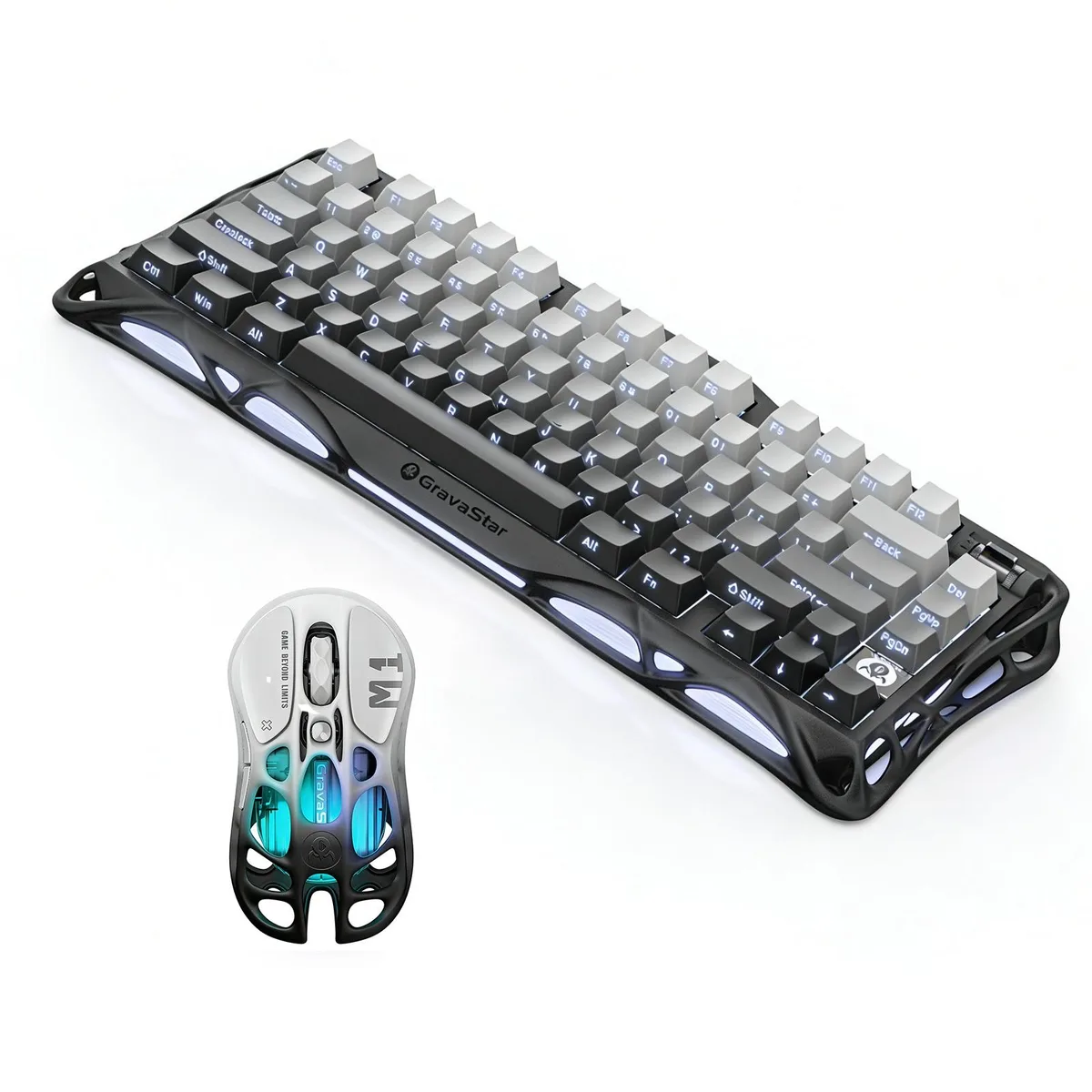 GravaStar GravaStar Combo Mercury M1 Pro Gradient Black mouse &amp; Cocoon Keyboard K1 Gradient Black — product photo
