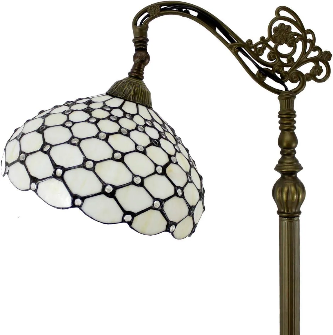 TUKO TUKO Tiffany Floor Lamp Cream Amber Stained Glass 12x18x64 Inch Gooseneck Adjustable S005 Series — product photo