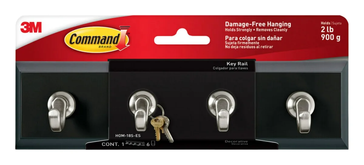 Slate grey metal key rail with six strips, 12 pack