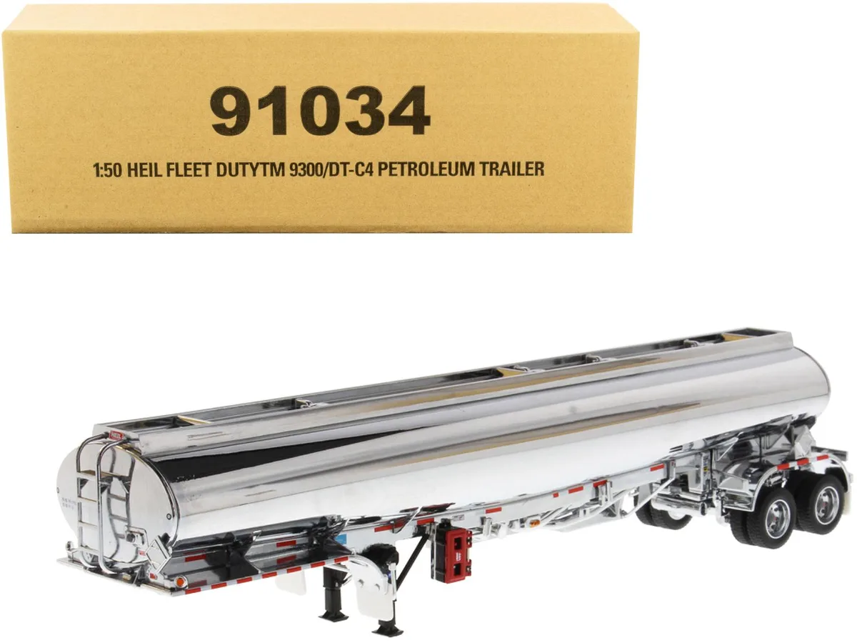 DieCast Masters DieCast Masters Heil Fleet Duty TM 9300/DT-C4 Petroleum Tanker Trailer Chrome 1/50 hobby collectible — product photo
