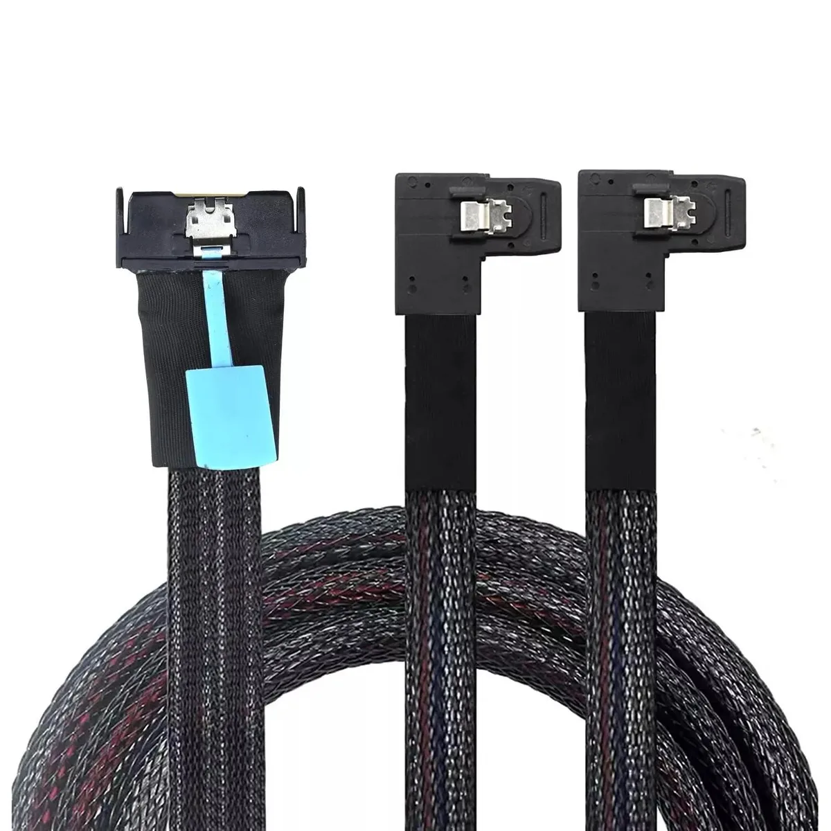 Vszerda Vszerda MCIOSFF8654-2X8087R PCIe 5.0 MCIO 8X 74P to 2X 36P Mini SAS SFF8087 Right Angle Cable 50cm — product photo