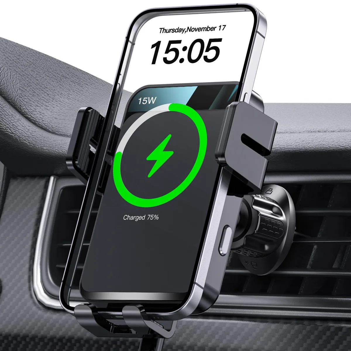  MOKPR CA001 Auto-Clamping Wireless Car Charger 15W Black — product photo