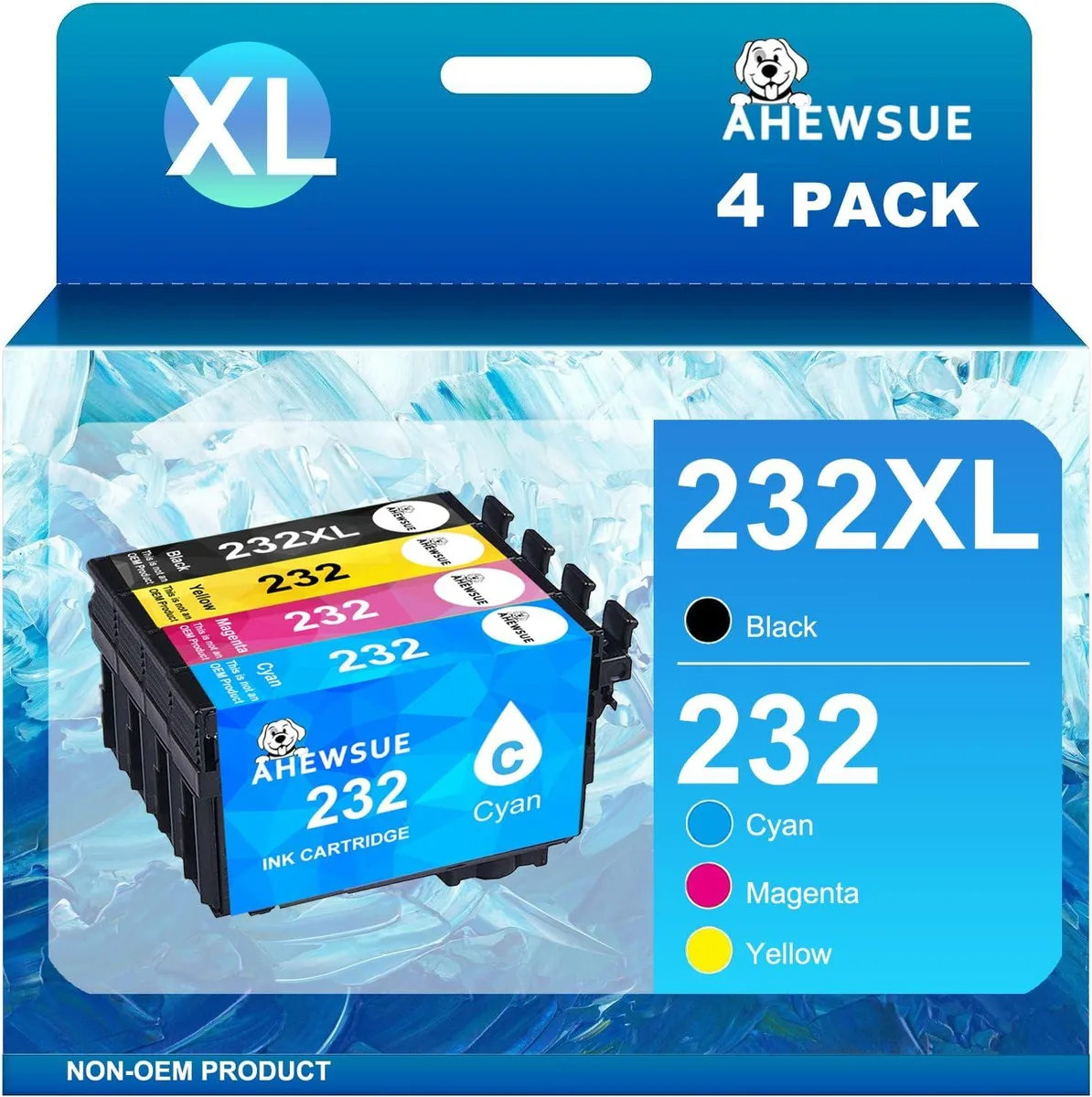 NuoTo NuoTo 232XL Ink Cartridges 4 Pack Black Cyan Magenta Yellow — product photo