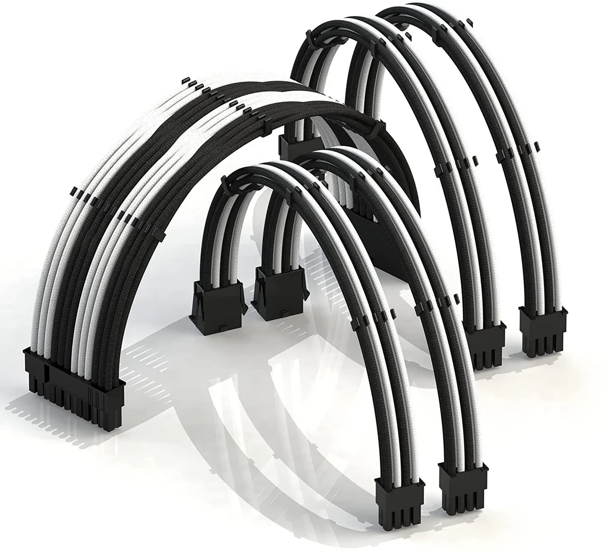 myVolts myVolts 30cm PSU Cable Extension Kit 24-Pin 2x CPU 2x GPU WhiteBlack — product photo