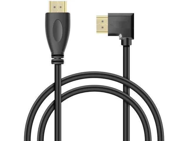 Manw HDMI extension cable with left-angled gold-plated connectors, black jacket, 3ft