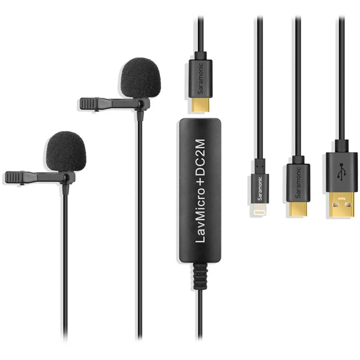 Saramonic Saramonic LavMicro+DC2M Dual-Head Lavalier Microphone with Lightning and 3.5mm Monitoring — product photo