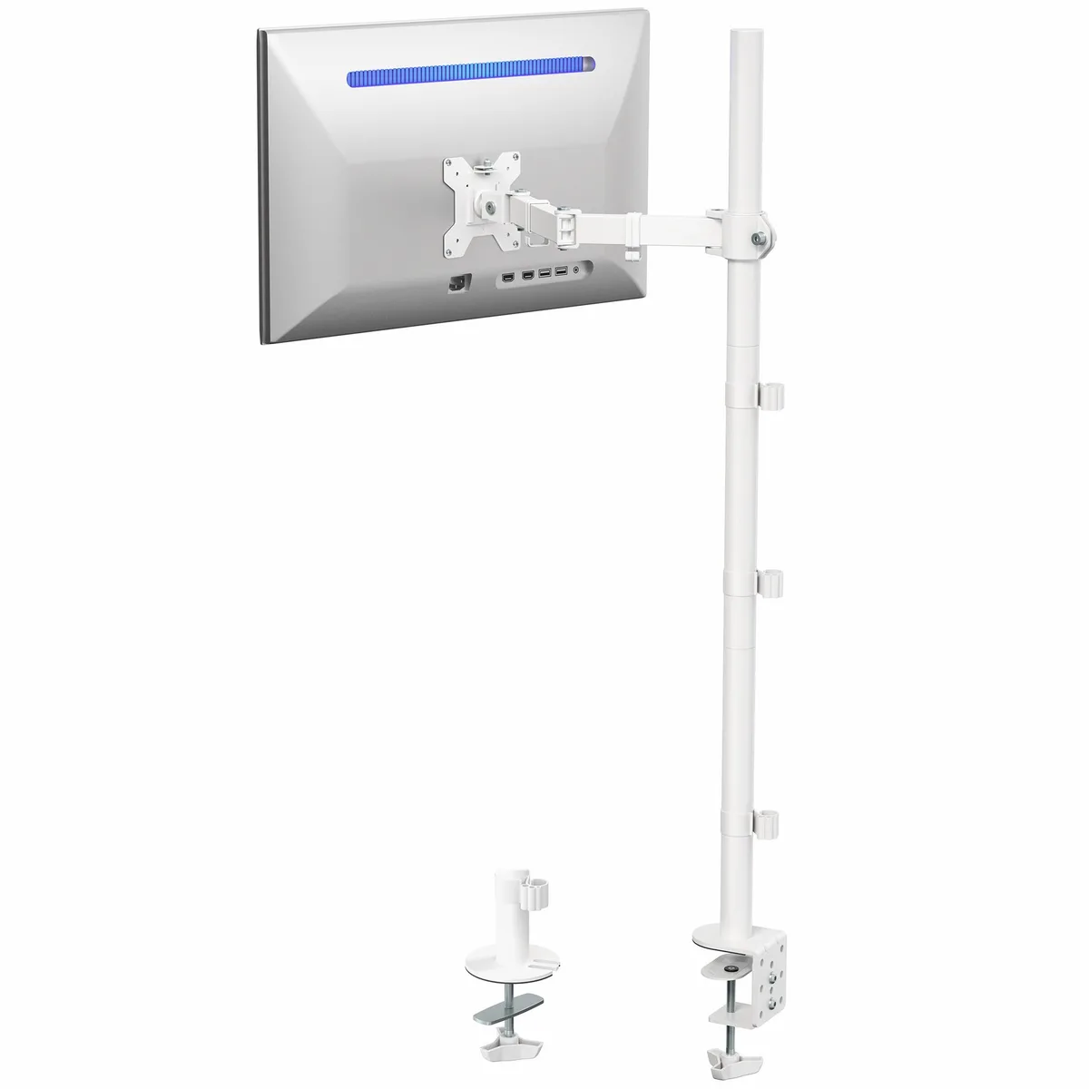 VIVO VIVO White Single Monitor Tall Adjustable Mount 39" Pole 22 lbs 13-32 — product photo