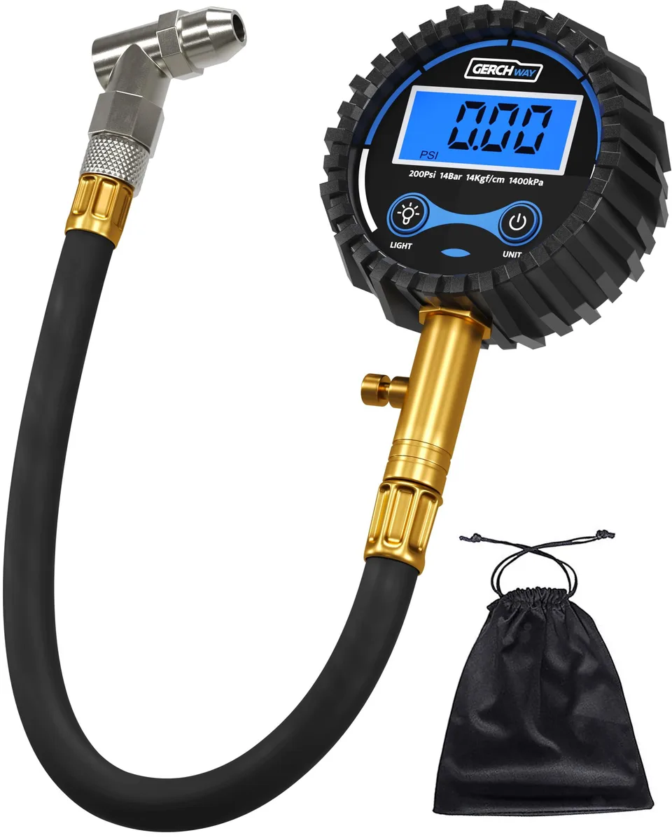 KEHIPI KEHIPI Digital Tire Pressure Gauge 200 PSI 45° Chuck 12-inch Hose — product photo