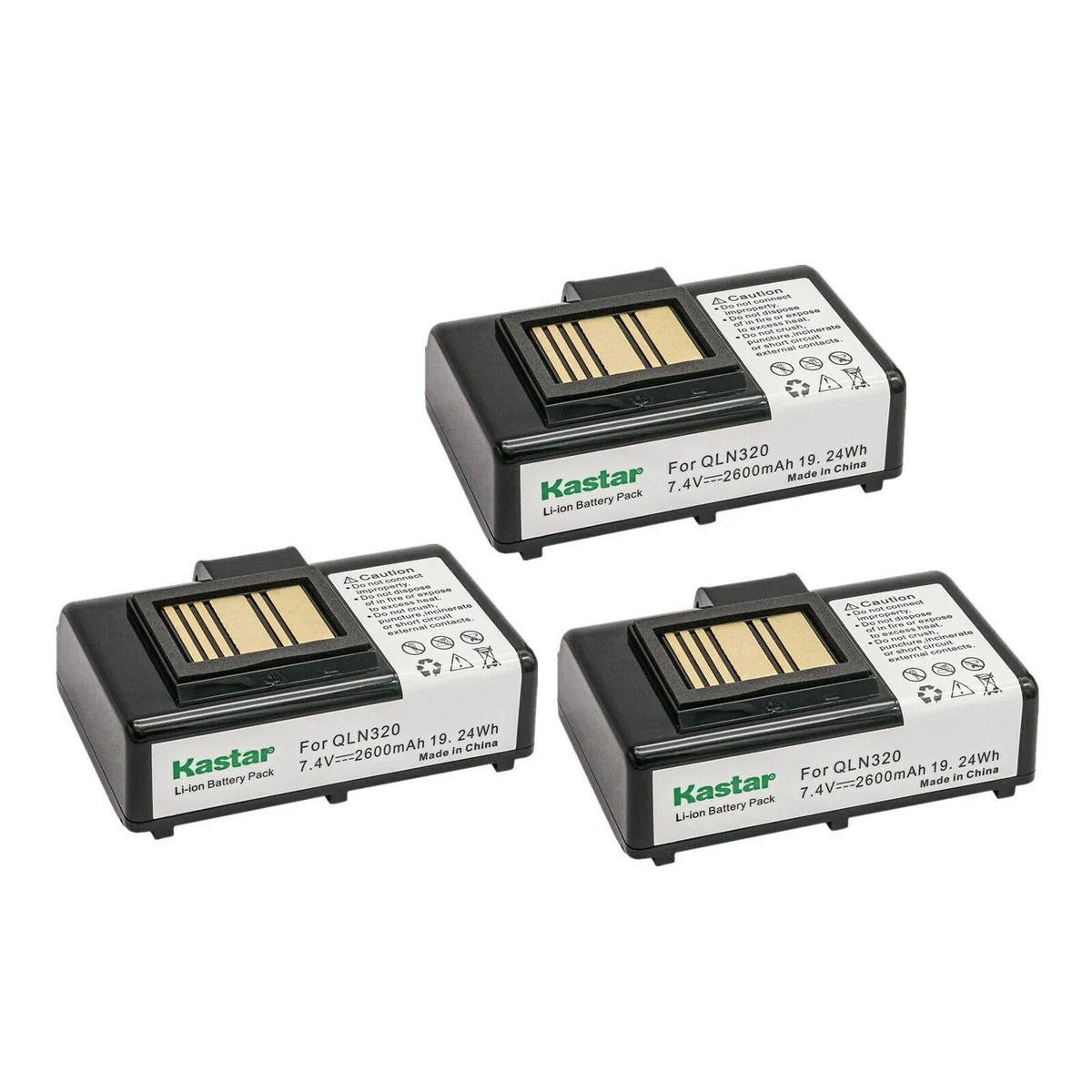 Kastar Kastar QLN320 3-pack Li-Ion 7.4 V 2600 mAh camera battery — product photo
