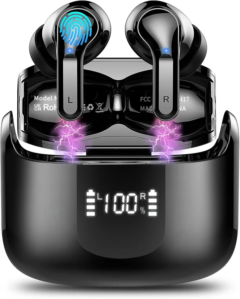 TUKO i13 wireless earbuds in charging case with dual LED display