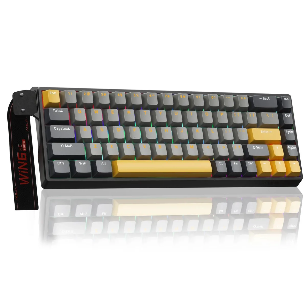 Vszerda Vszerda WIN68 HE MAX Hall Effect Gaming Keyboard 60% USB-C Grey Yellow 8000Hz 0.2ms 0.01-3.3mm Actuation — product photo