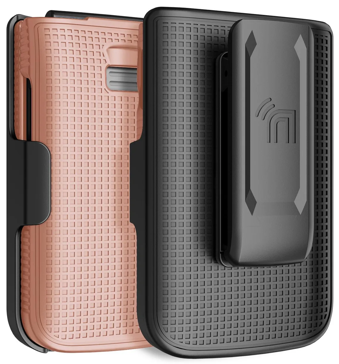 Nakedcellphone Nakedcellphone Grid Case + Belt Clip Holster for TCL Flip 3 T435 2024 Rose Gold — product photo