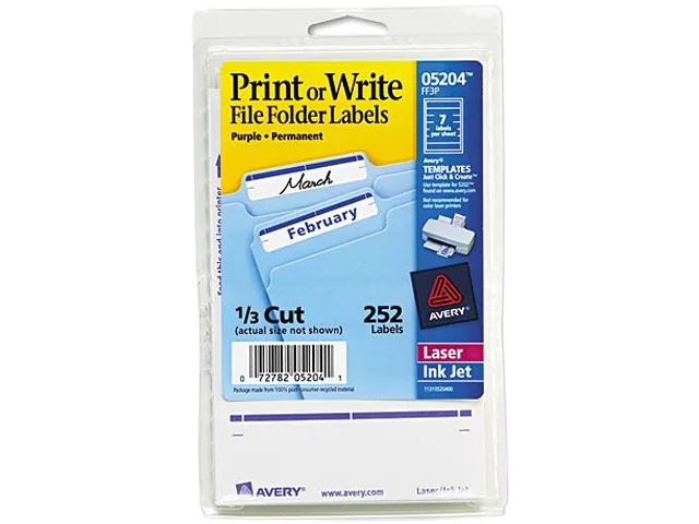 Avery Avery 5204 File Folder Labels 11/16 x 3-7/16 White Purple Bar 252 Pack — product photo