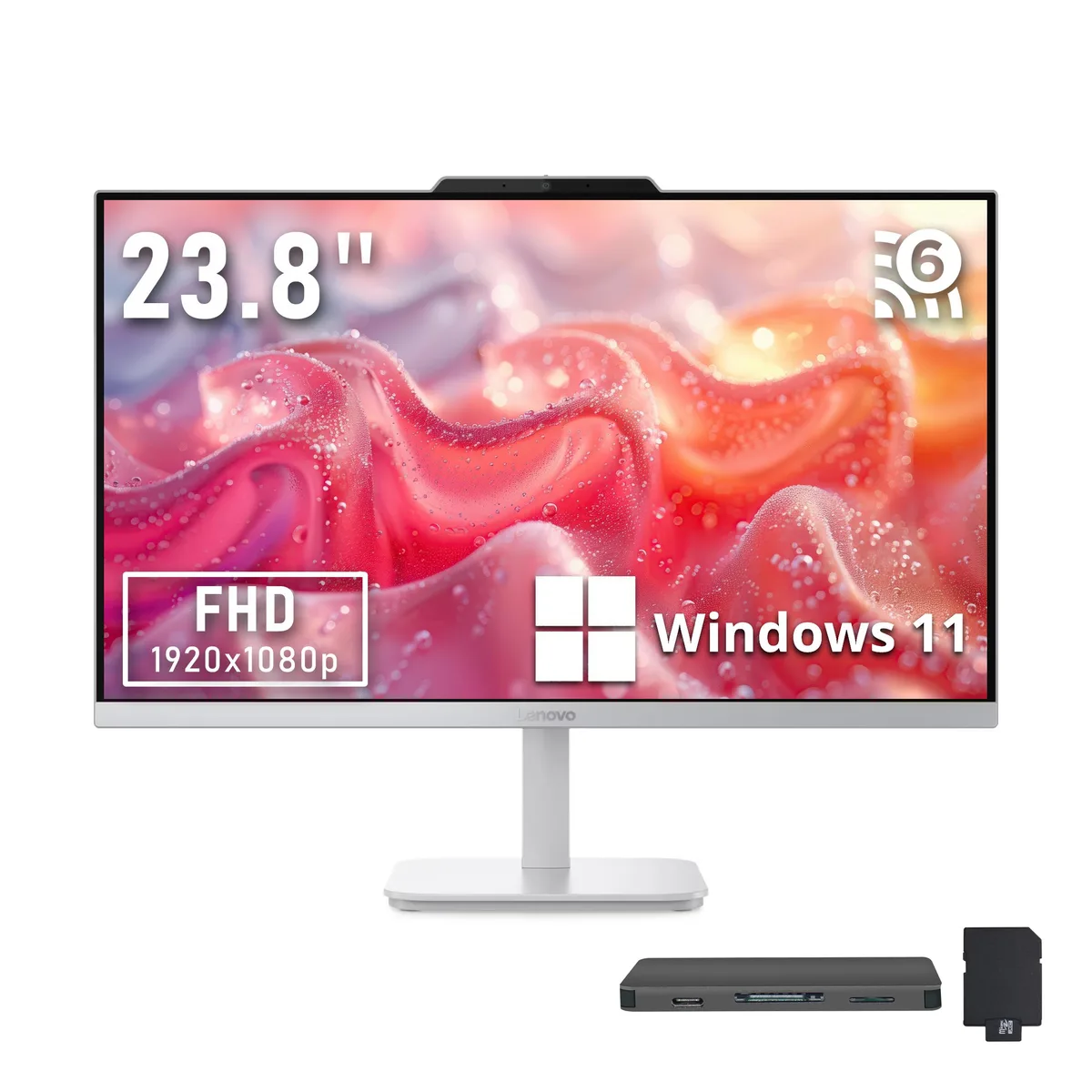 Lenovo Lenovo A100 All-in-One PC 23.8" FHD Intel N100 32GB DDR4 2TB SSD + 1TB Docking Station White — product photo