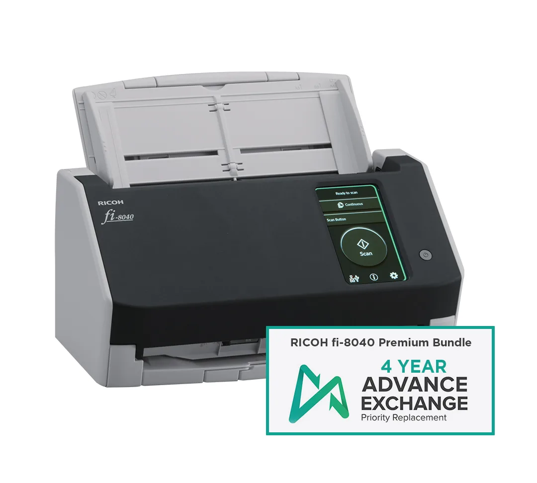 Ricoh Ricoh CG01000-310059 fi-8040 duplex document scanner 40ppm 50-sheet ADF 4.3" touch — product photo