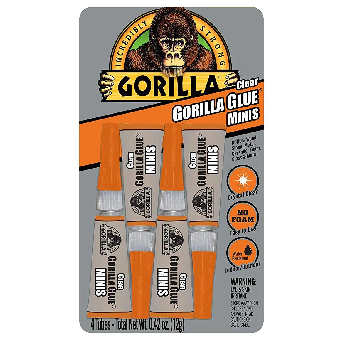 Four clear 3 g super glue tubes in a pack
