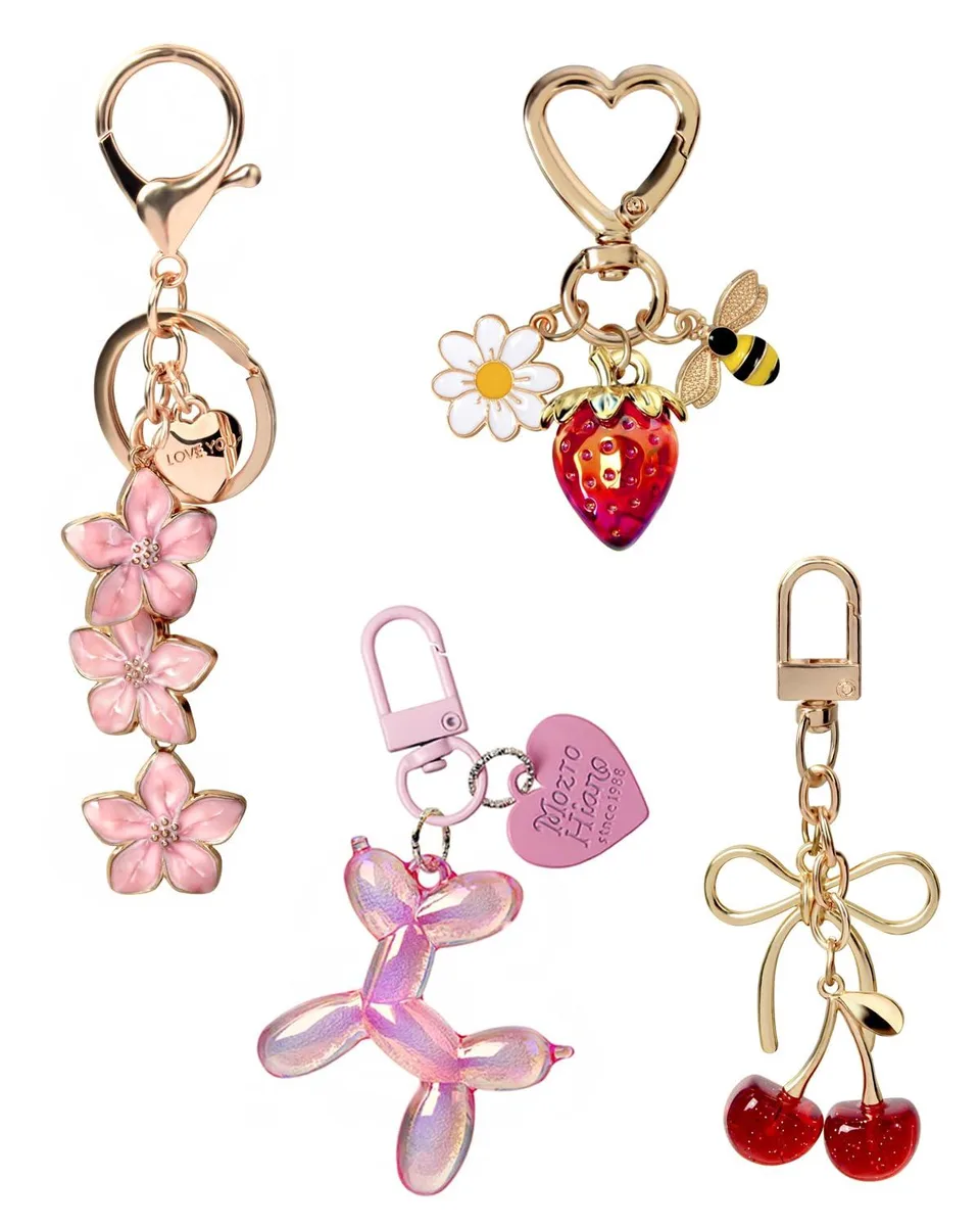 4 PCS Bag Charms Handbags Cute Purse Charms Cherry Key Chain — product photo