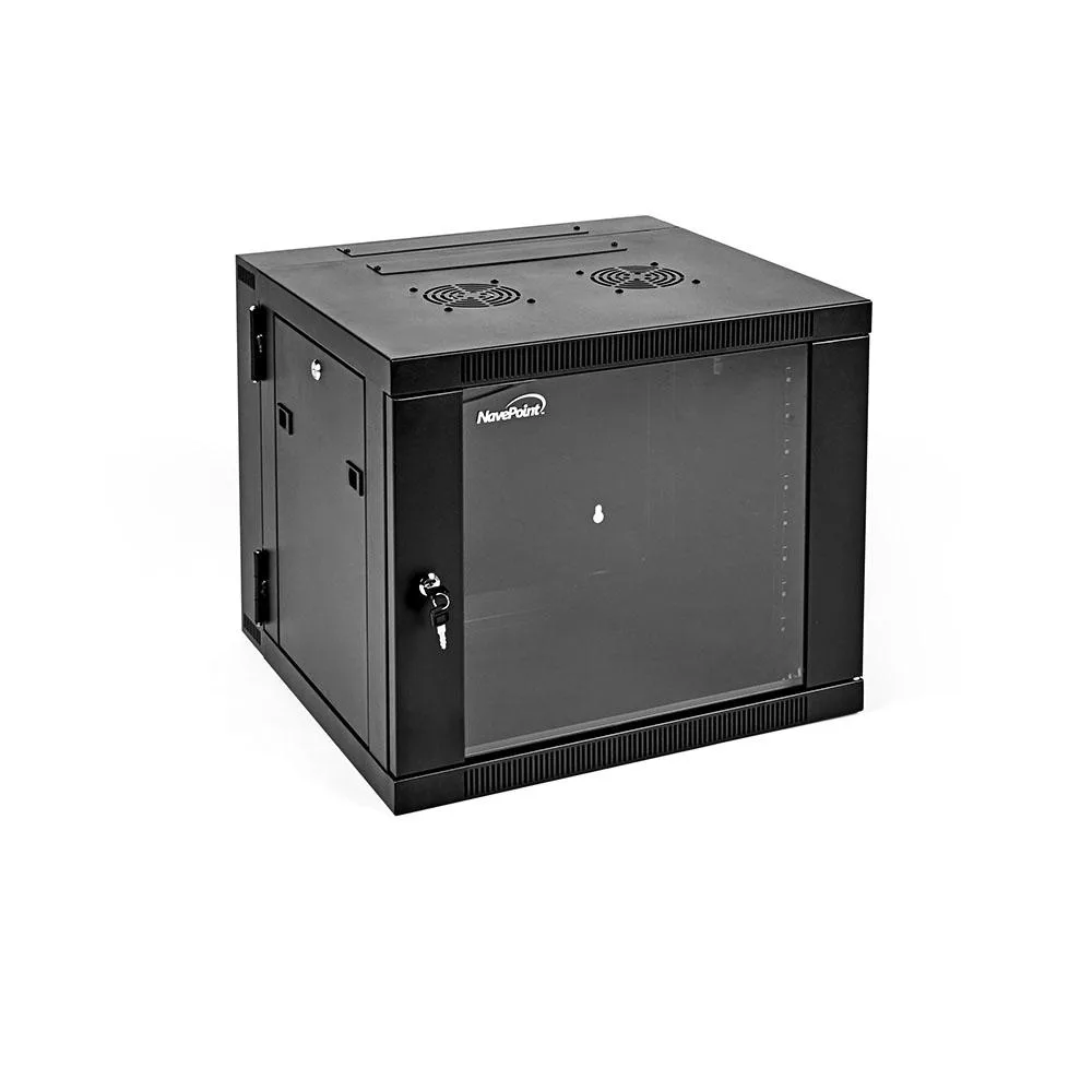 NavePoint NavePoint 9U Wall-Mount Cabinet 550mm Depth Hinged Back Swing Gate 2 Fans — product photo