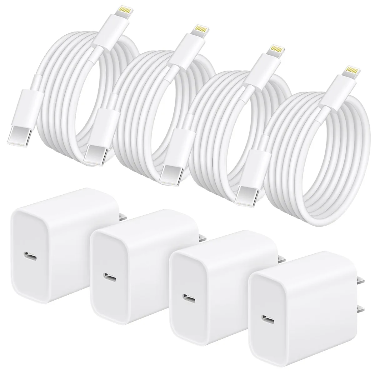  AISNI 4 Pack 6 ft Lightning Cables USB-C White — product photo
