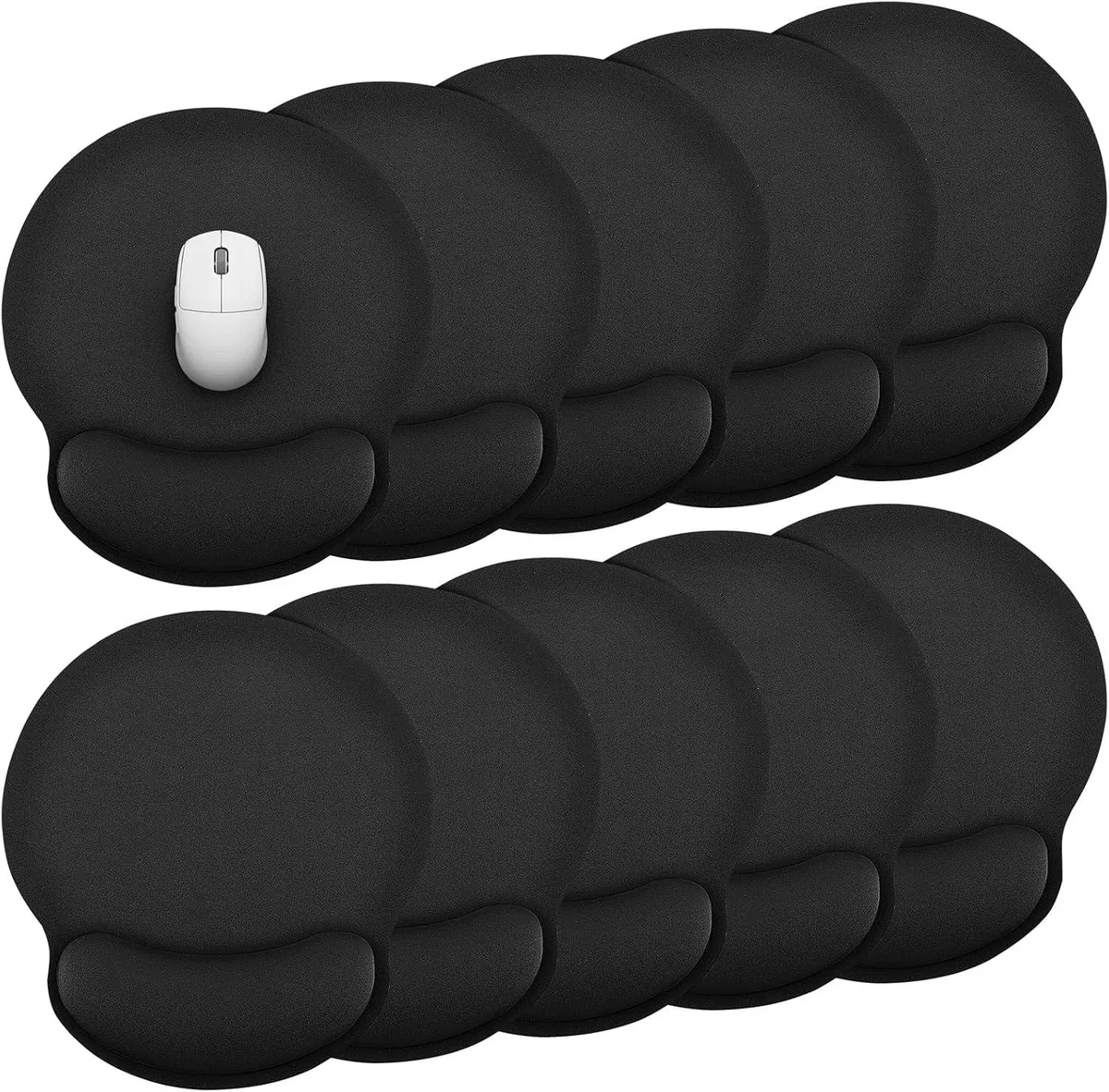 BAOFENG BAOFENG 10 Pack Ergonomic Mouse Pad with Wrist Rest Gel Memory Foam 9.84 x 9.06 inches Black — product photo